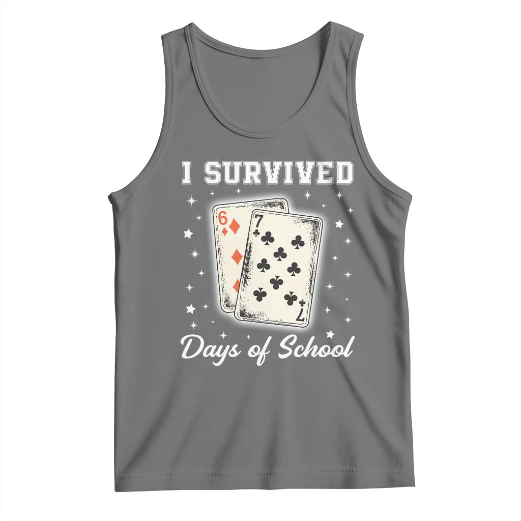 I Survived 67 Days Of School Tank Top Playing Cards Meme TS14 Black Heather Print Your Wear