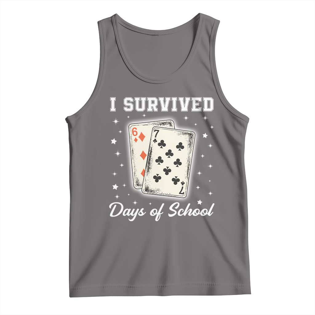 I Survived 67 Days Of School Tank Top Playing Cards Meme TS14 Deep Heather Print Your Wear