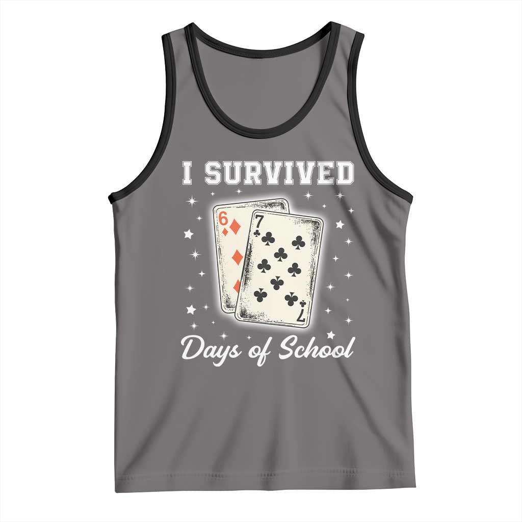 I Survived 67 Days Of School Tank Top Playing Cards Meme TS14 Deep Heather Black Print Your Wear