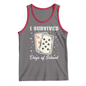 I Survived 67 Days Of School Tank Top Playing Cards Meme TS14 Deep Heather Red Print Your Wear
