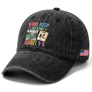 67 Six Seven Meme Washed Cotton Baseball Cap Kids Keep Talking About 6-7 Wait Until They Learn 9-5 TS14 Print Your Wear