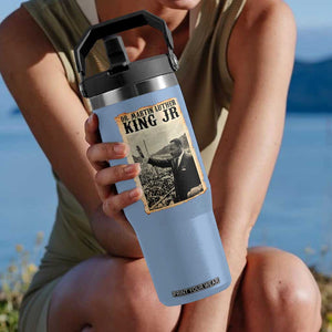 Martin Luther King Jr MLK Day Flip Straw Tumbler TS14 One Size: 30 oz Light Blue Print Your Wear