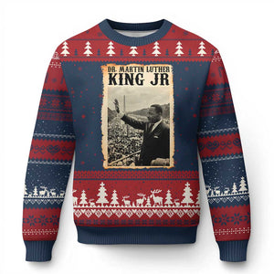 Martin Luther King Jr MLK Day Ugly Christmas Sweater TS14 Navy Red Print Your Wear