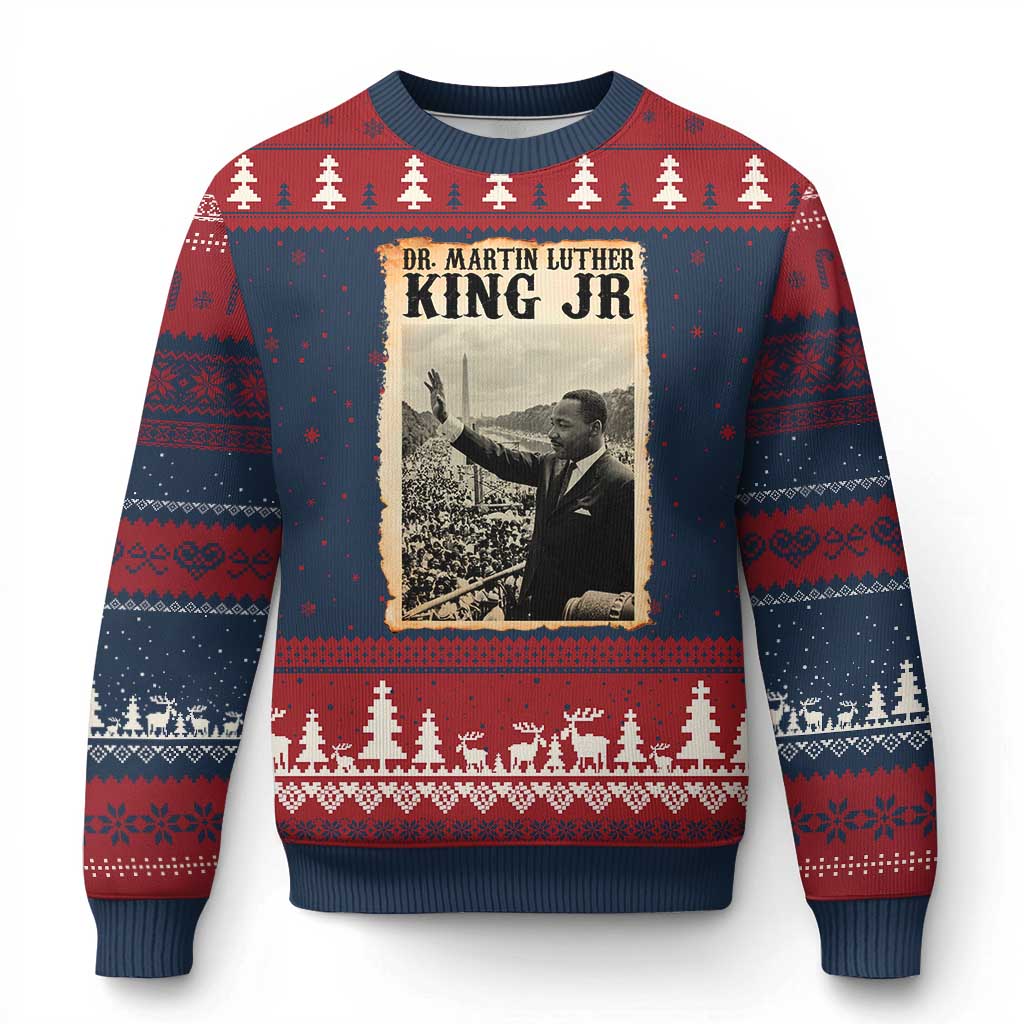 Martin Luther King Jr MLK Day Ugly Christmas Sweater TS14 Navy Red Print Your Wear