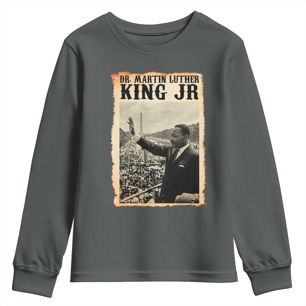 Martin Luther King Jr MLK Day Youth Sweatshirt TS14 Dark Heather Print Your Wear