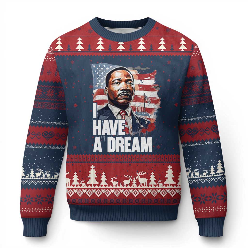Martin Luther King Jr Ugly Christmas Sweater I Have A Dream TS14 Navy Red Print Your Wear