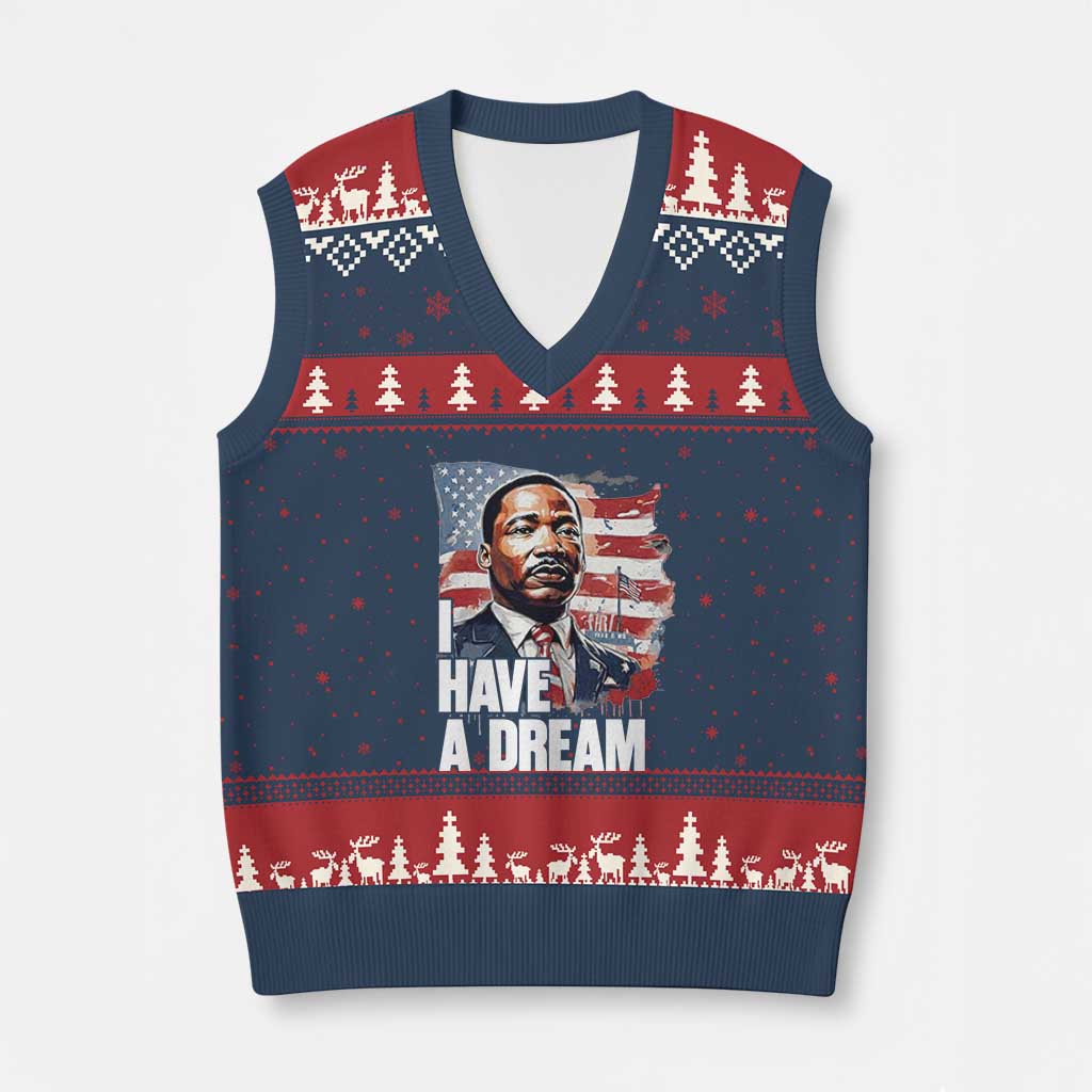 Martin Luther King Jr V-Neck Knit Sweater Vest I Have A Dream TS14 Navy Red Print Your Wear