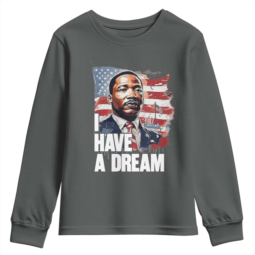 Martin Luther King Jr Youth Sweatshirt I Have A Dream TS14 Dark Heather Print Your Wear
