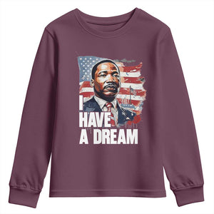 Martin Luther King Jr Youth Sweatshirt I Have A Dream TS14 Maroon Print Your Wear