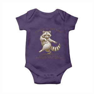 Funny Raccoon Sarcastic Baby Onesie I Might Be Laid Back But I Can Lean Forward Real Quick TS14 Purple Print Your Wear