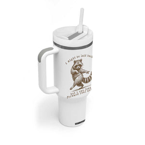 Funny Raccoon Sarcastic Tumbler With Handle I Might Be Laid Back But I Can Lean Forward Real Quick TS14 Print Your Wear