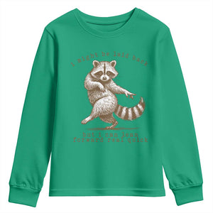 Funny Raccoon Sarcastic Youth Sweatshirt I Might Be Laid Back But I Can Lean Forward Real Quick TS14 Irish Green Print Your Wear