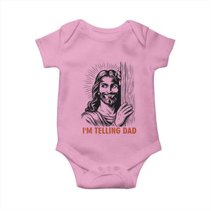Funny Jesus Christian Meme Baby Onesie I Am Telling Dad TS14 Light Pink Print Your Wear