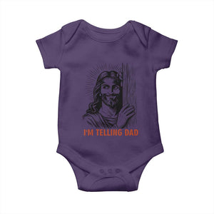 Funny Jesus Christian Meme Baby Onesie I Am Telling Dad TS14 Purple Print Your Wear
