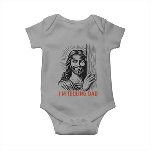 Funny Jesus Christian Meme Baby Onesie I Am Telling Dad TS14 Sport Gray Print Your Wear