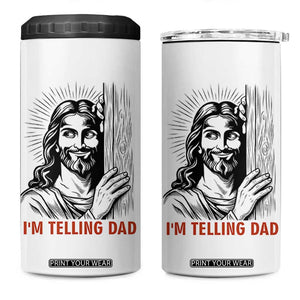 Funny Jesus Christian Meme 4 in 1 Can Cooler Tumbler I Am Telling Dad TS14 One Size: 16 oz White Print Your Wear