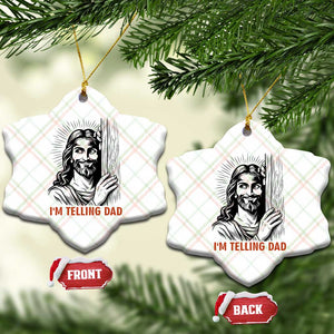 Funny Jesus Christian Meme Ceramic Ornament I Am Telling Dad TS14 Print Your Wear