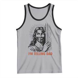 Funny Jesus Christian Meme Tank Top I Am Telling Dad TS14 Athletic Heather Black Print Your Wear