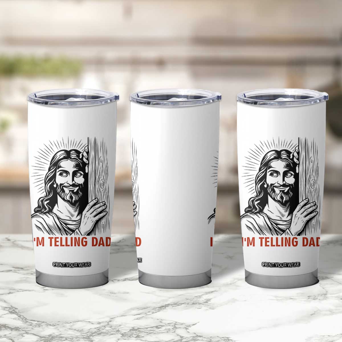Funny Jesus Christian Meme Tumbler Cup I Am Telling Dad TS14 Print Your Wear