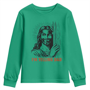 Funny Jesus Christian Meme Youth Sweatshirt I Am Telling Dad TS14 Irish Green Print Your Wear