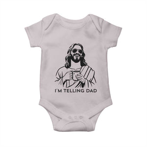 Funny Jesus Meme Baby Onesie I Am Telling Dad TS14 Ice Gray Print Your Wear