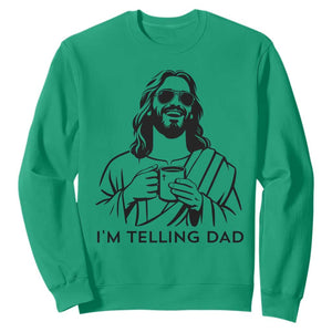Funny Jesus Meme Sweatshirt I Am Telling Dad TS14 Irish Green Print Your Wear