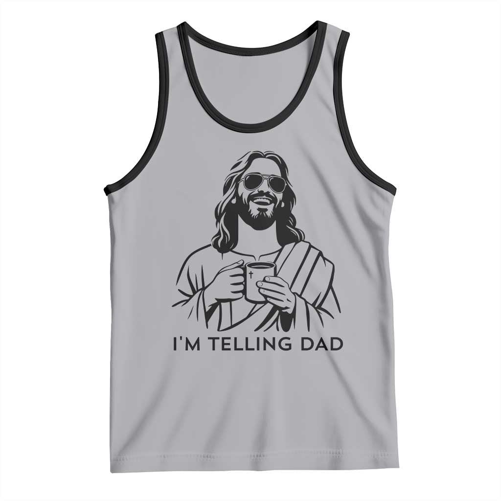 Funny Jesus Meme Tank Top I Am Telling Dad TS14 Athletic Heather Black Print Your Wear