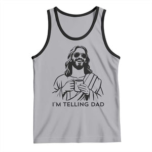 Funny Jesus Meme Tank Top I Am Telling Dad TS14 Athletic Heather Black Print Your Wear