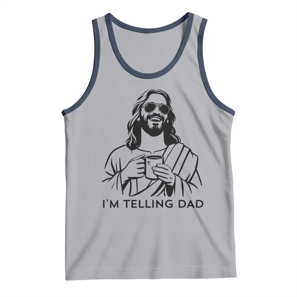 Funny Jesus Meme Tank Top I Am Telling Dad TS14 Athletic Heather Navy Print Your Wear