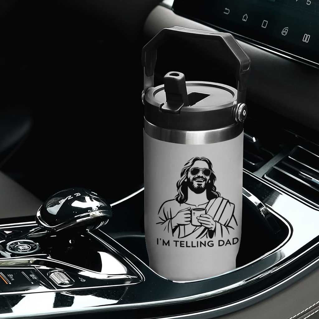 Funny Jesus Meme Flip Straw Tumbler I Am Telling Dad TS14 Print Your Wear