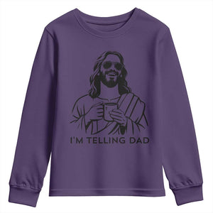 Funny Jesus Meme Youth Sweatshirt I Am Telling Dad TS14 Purple Print Your Wear