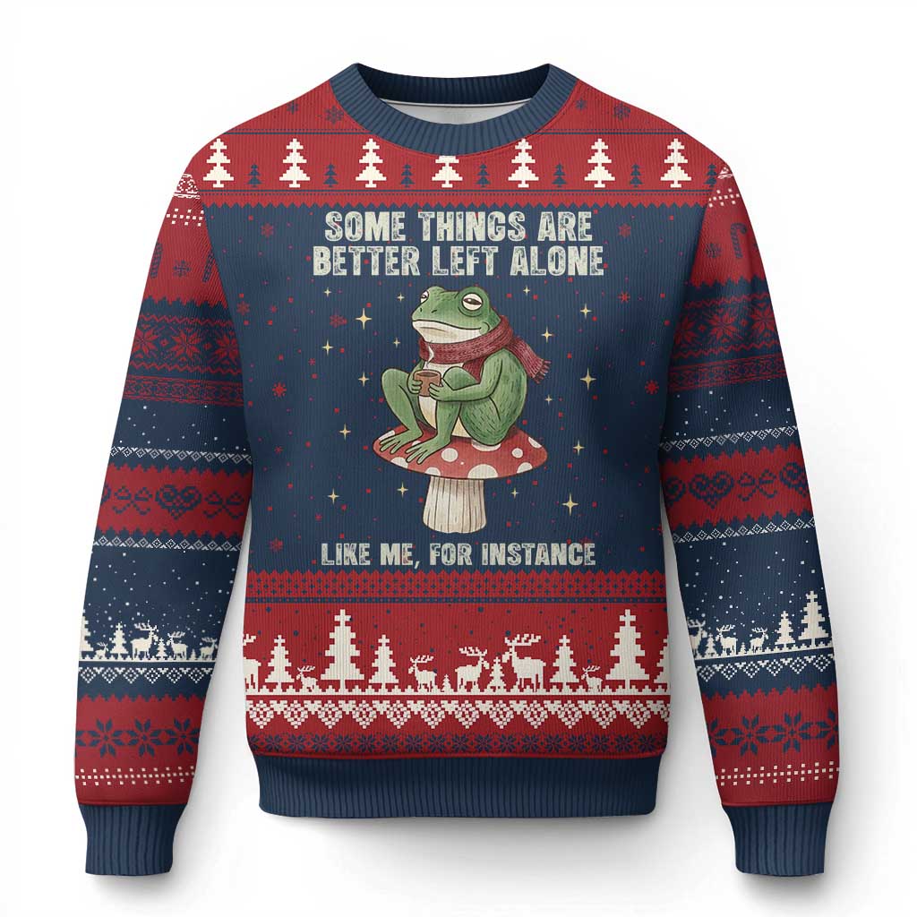Funny Frog Sarcastic Ugly Christmas Sweater Some Things Are Better Left Alone TS14 Navy Red Print Your Wear