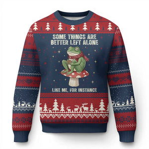 Funny Frog Sarcastic Ugly Christmas Sweater Some Things Are Better Left Alone TS14 Navy Red Print Your Wear