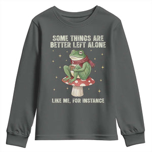 Funny Frog Sarcastic Youth Sweatshirt Some Things Are Better Left Alone TS14 Dark Heather Print Your Wear
