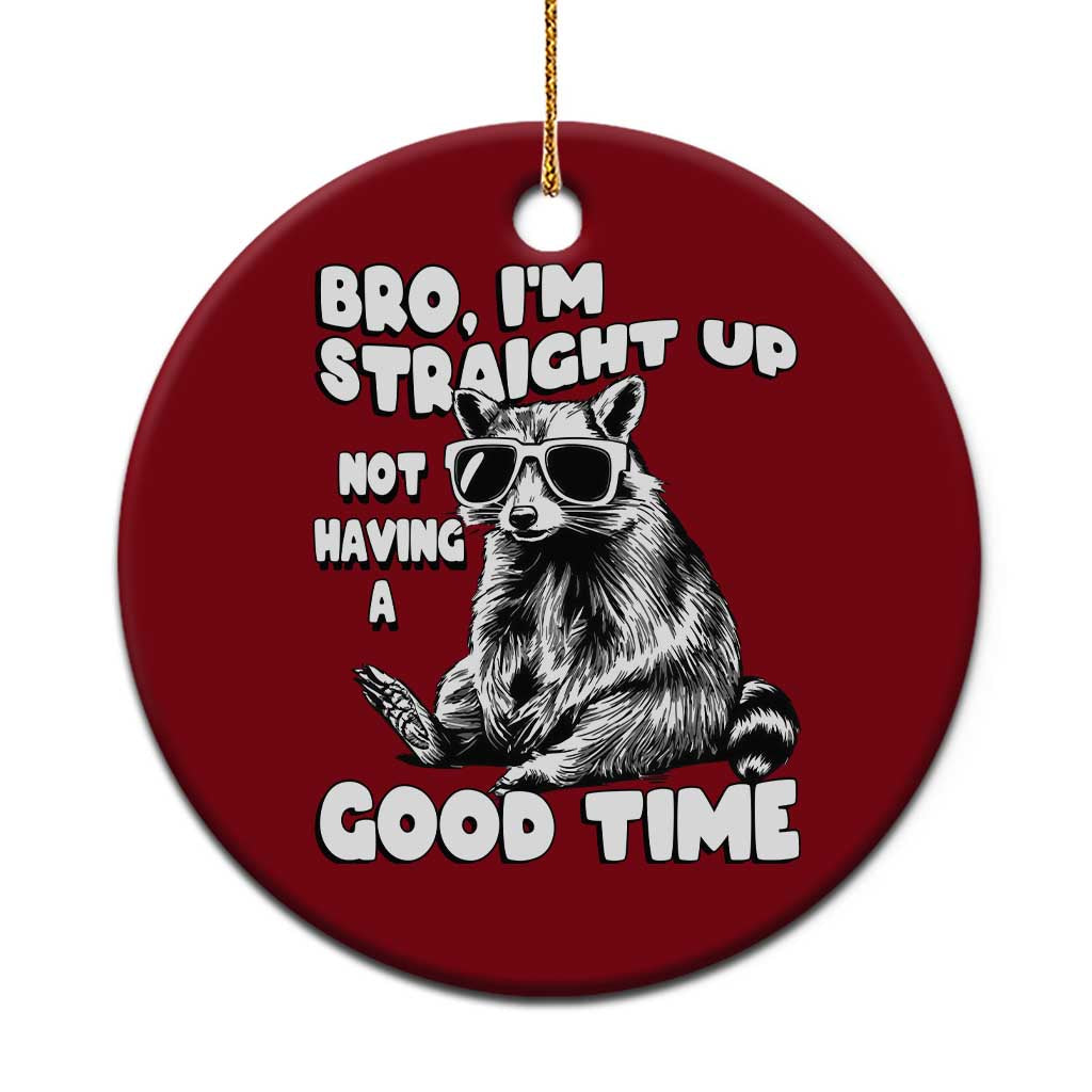 Funny Raccon Sarcastic Ceramic Ornament Bro I Am Straight Up Not Even Having A Good Time TS14 1pc Red Print Your Wear