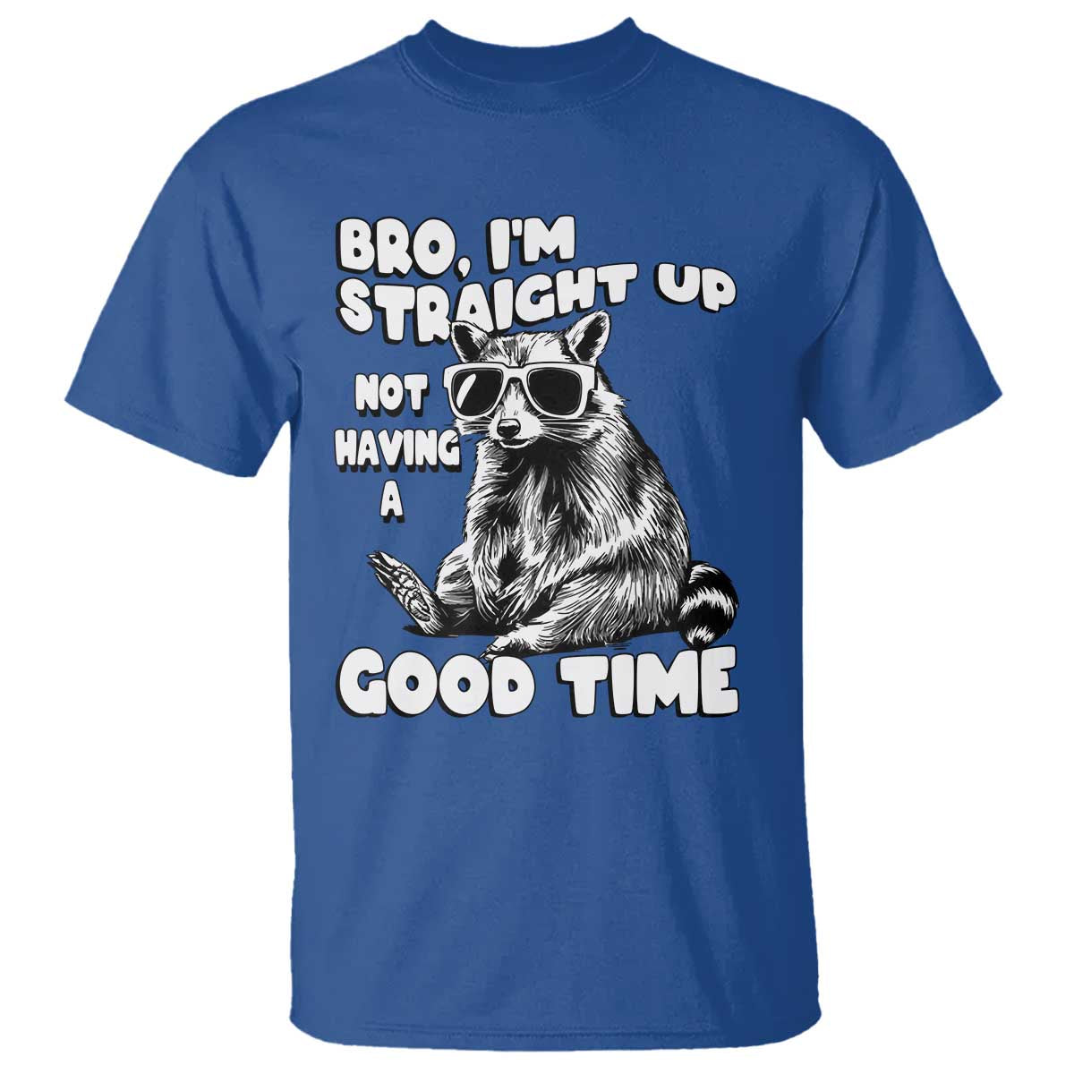 Funny Raccon Sarcastic T Shirt Bro I Am Straight Up Not Even Having A Good Time TS14 Royal Blue Print Your Wear