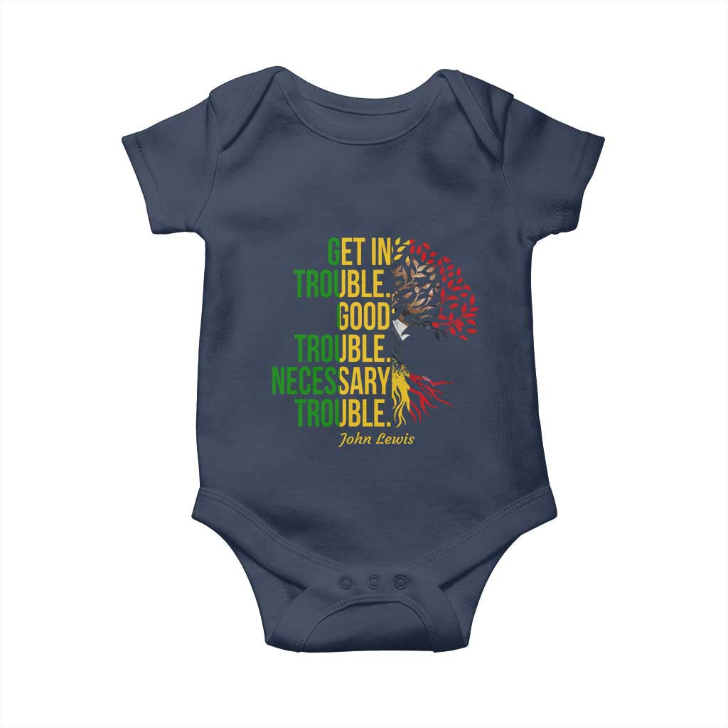 John Lewis Quote Civil Rights Baby Onesie Get in Good Necessary Trouble TS14 Navy Print Your Wear