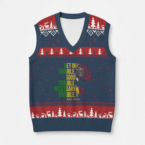 John Lewis Quote Civil Rights V-Neck Knit Sweater Vest Get in Good Necessary Trouble TS14 Navy Red Print Your Wear