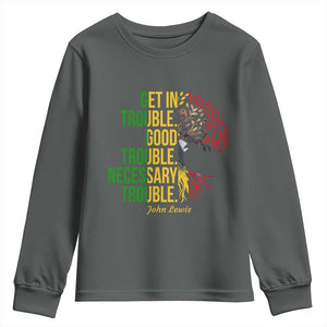 John Lewis Quote Civil Rights Youth Sweatshirt Get in Good Necessary Trouble TS14 Dark Heather Print Your Wear