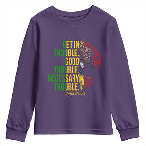 John Lewis Quote Civil Rights Youth Sweatshirt Get in Good Necessary Trouble TS14 Purple Print Your Wear