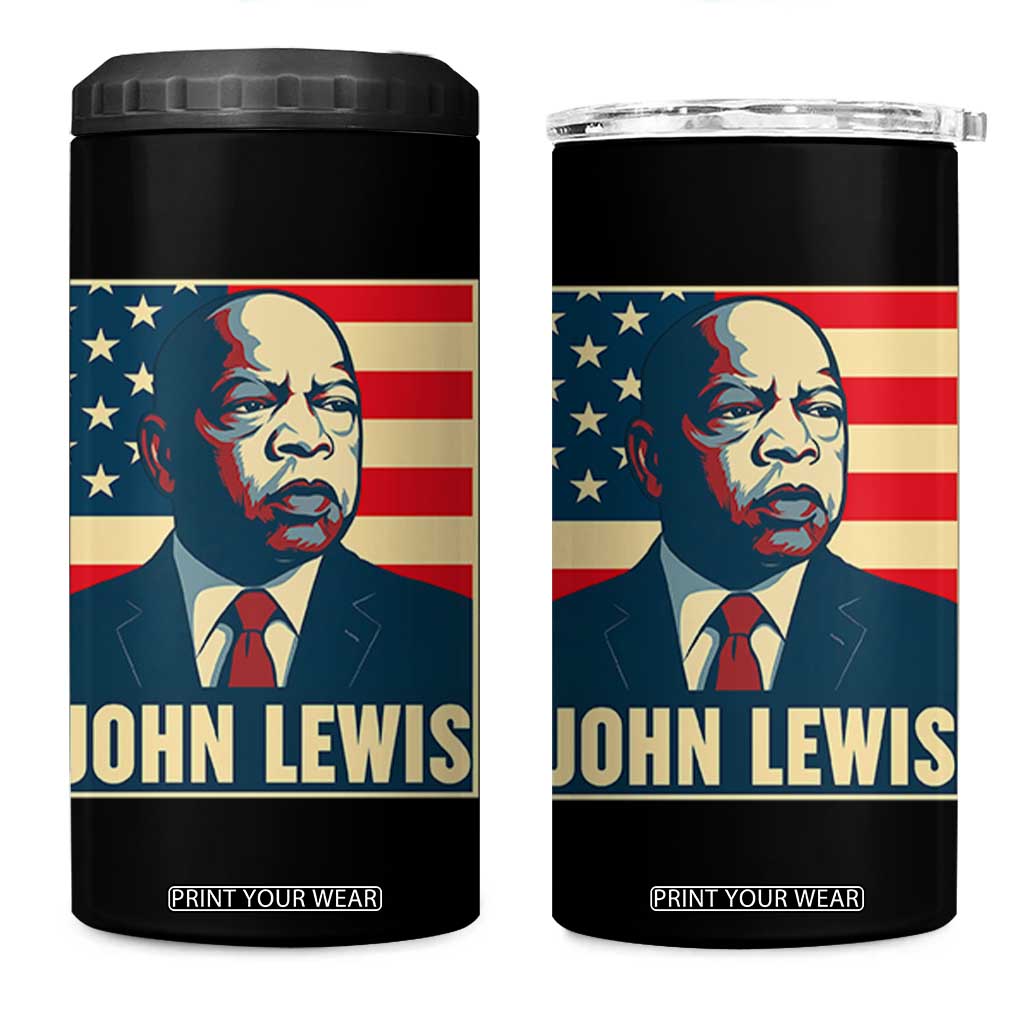 John Lewis 4 in 1 Can Cooler Tumbler Black History Month TS14 One Size: 16 oz Black Print Your Wear