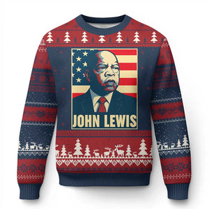 John Lewis Ugly Christmas Sweater Black History Month TS14 Navy Red Print Your Wear