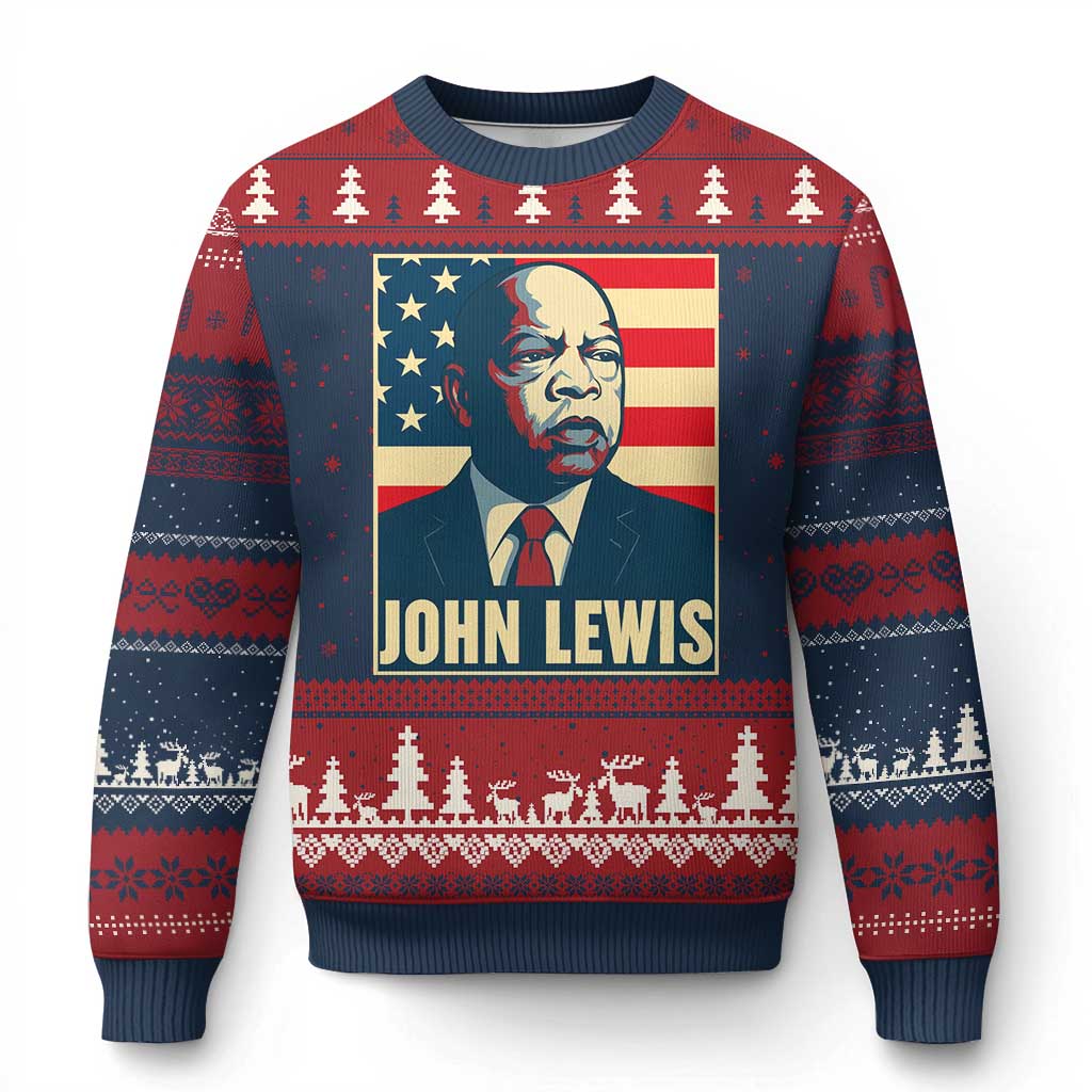 John Lewis Ugly Christmas Sweater Black History Month TS14 Navy Red Print Your Wear