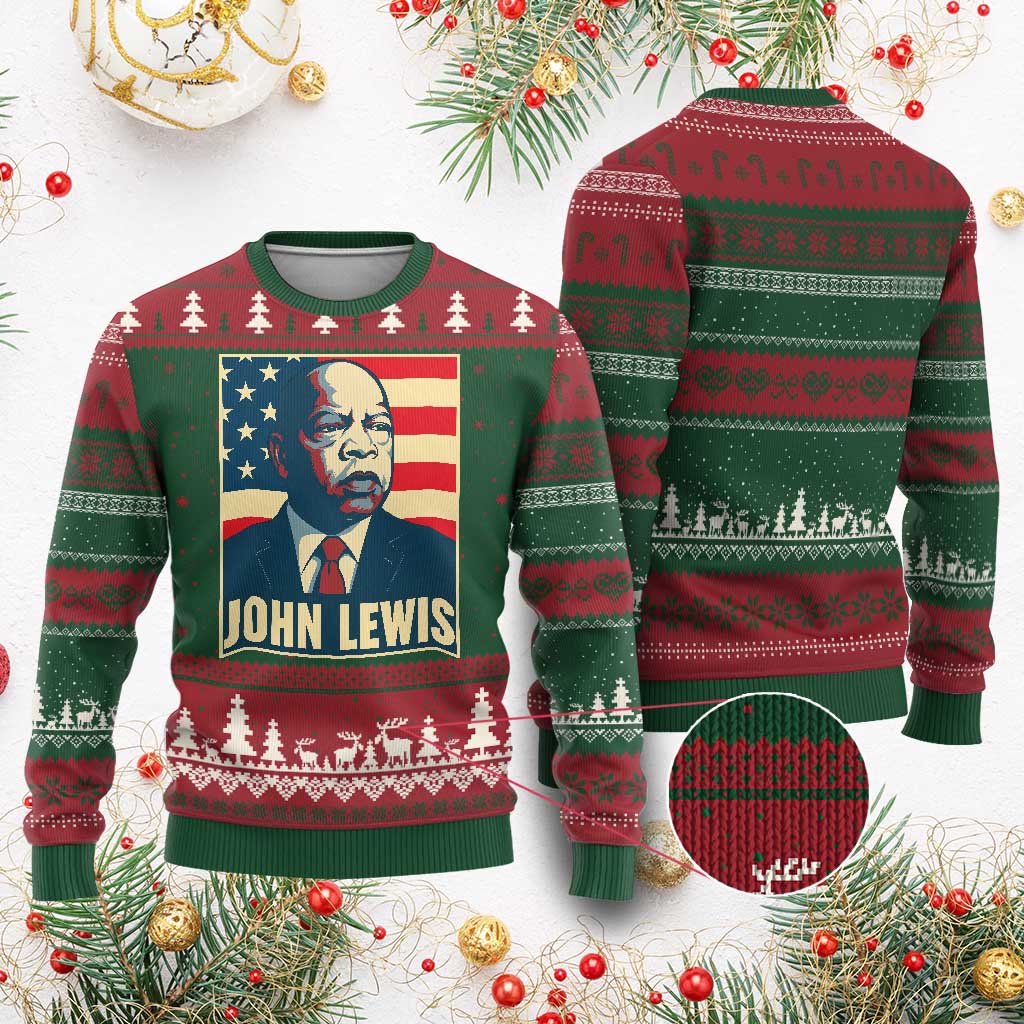 John Lewis Ugly Christmas Sweater Black History Month TS14 Red Green Print Your Wear