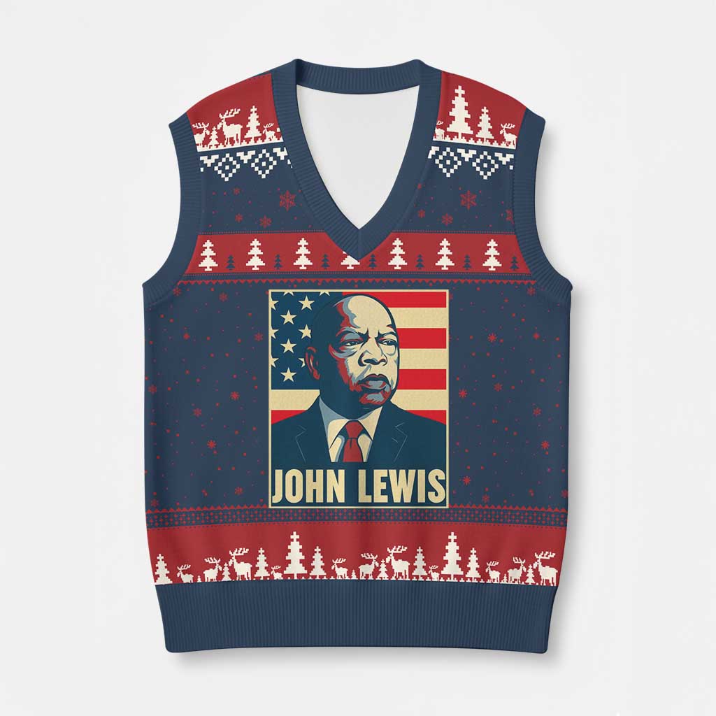 John Lewis V-Neck Knit Sweater Vest Black History Month TS14 Navy Red Print Your Wear