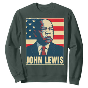 John Lewis Sweatshirt Black History Month TS14 Dark Forest Green Print Your Wear