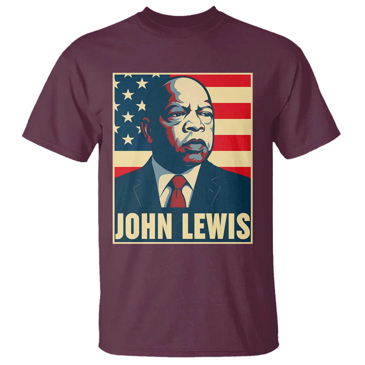 John Lewis T Shirt Black History Month TS14 Maroon Print Your Wear