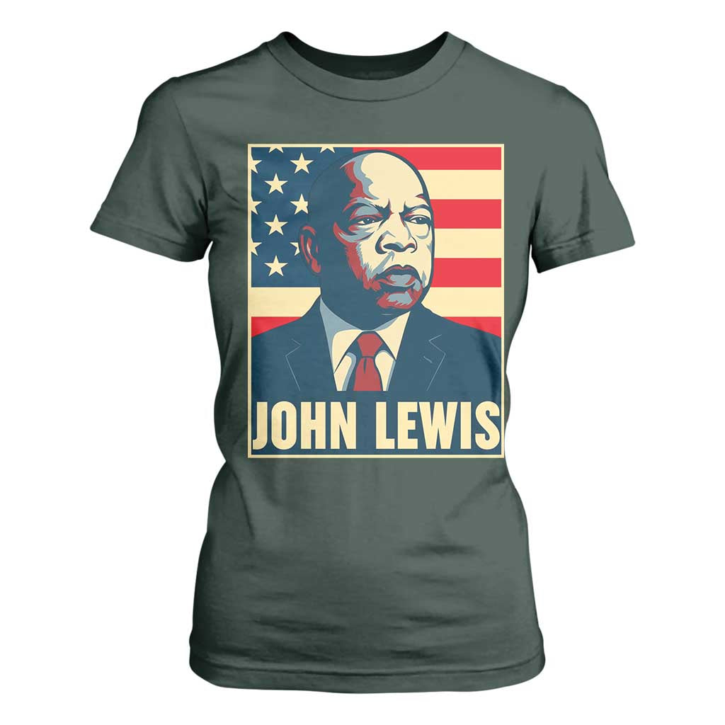 John Lewis T Shirt For Women Black History Month TS14 Dark Forest Green Print Your Wear