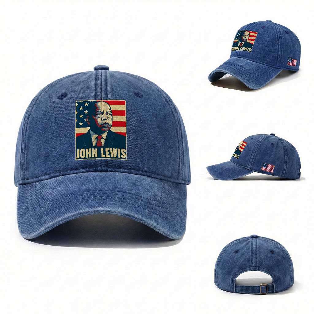 John Lewis Washed Cotton Baseball Cap Black History Month TS14 Washed Cap Universal Fit Royal Blue Print Your Wear