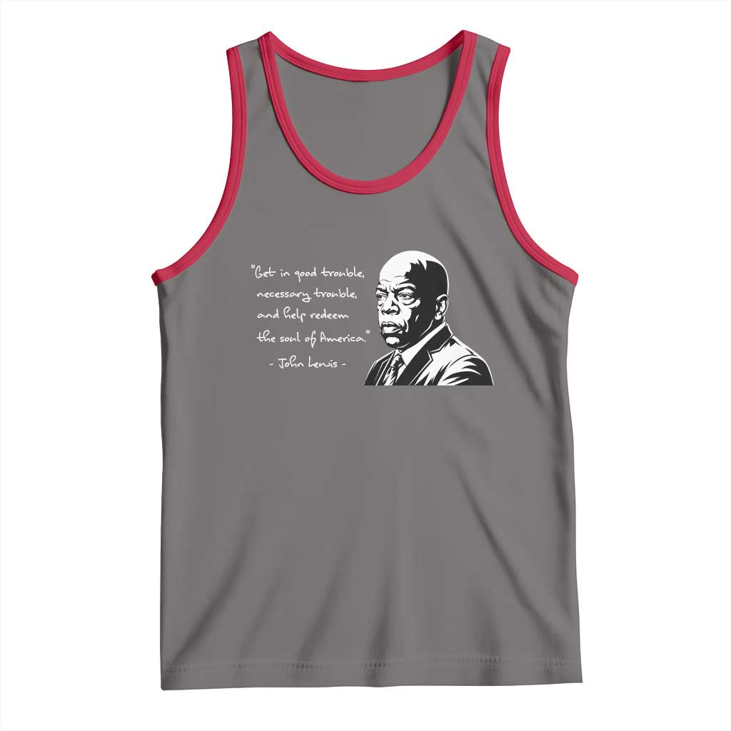 John Lewis Quote Tank Top Black History Good Trouble TS14 Deep Heather Red Print Your Wear